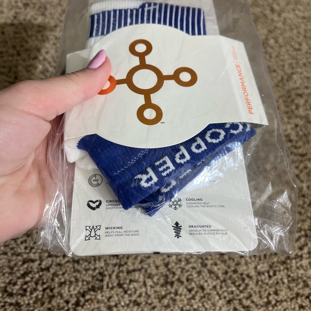 White and Blue Women’s Copper Socks - Picture 2 of 6